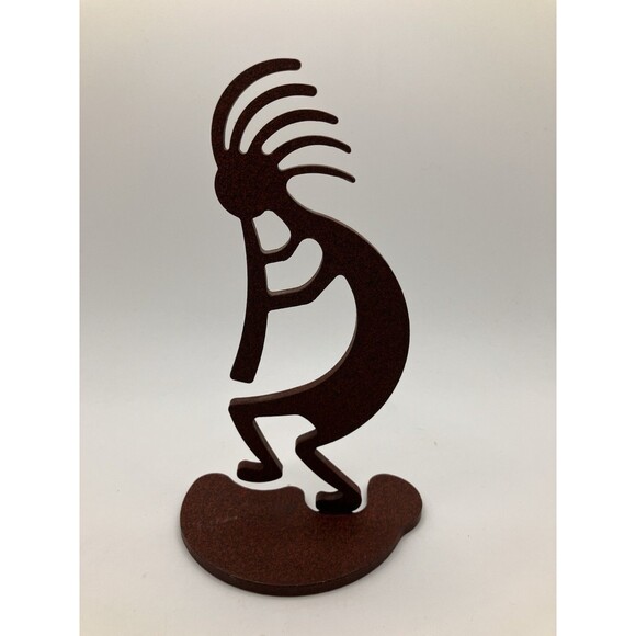Kokopelli Metal Art Native American Flute Figure 6” Tall Statue - Picture 1 of 4